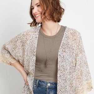 Maurices Leopard Crochet Trim Kimono XXL